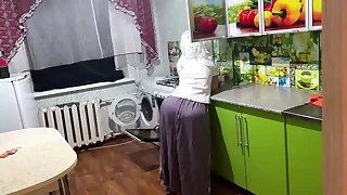 Stepmom is standing in the kitchen and wants anal carnal knowledge for say no to grown up and big ass